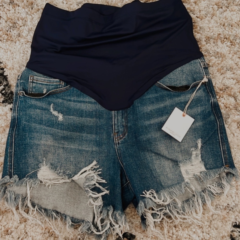 Pink Blush Maternity Jean Shorts